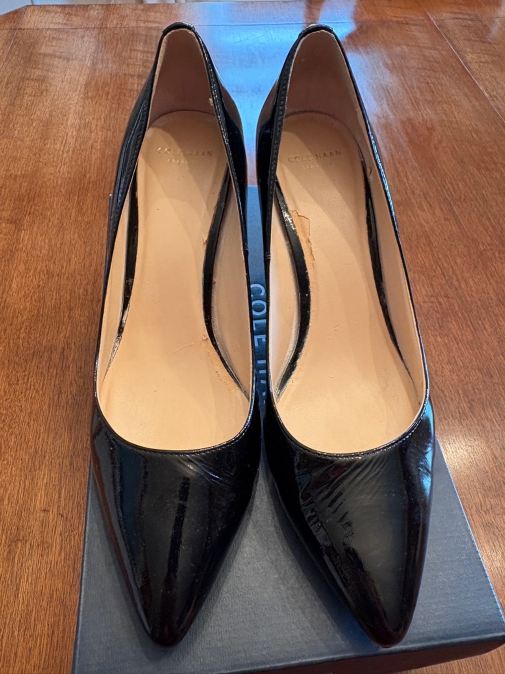 Cole Haan Prieta Pump II Black Patent Pointed-Toe Pumps